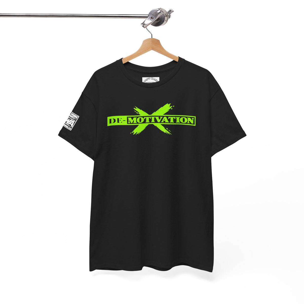 De-Motivation Neon Green Graphic Tee — “We Got Two Words… Don’t Wanna”