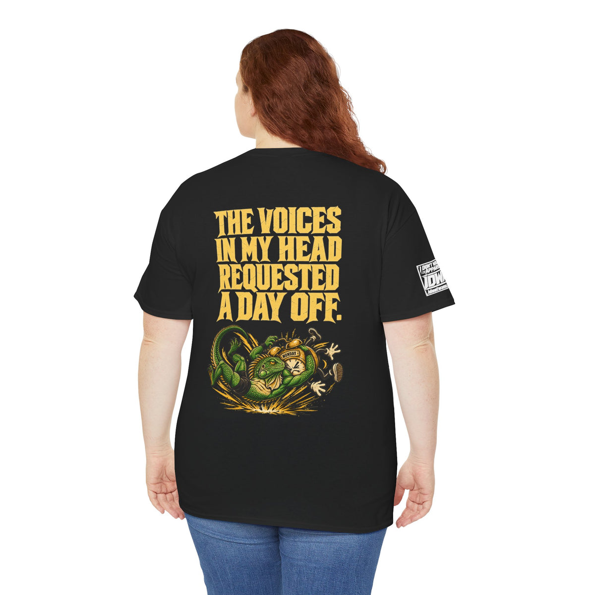 Apex Procrastinator Iguana T-Shirt — "I AM THE APEX PROCRASTINATOR" (Back: "THE VOICES IN MY HEAD REQUESTED A DAY OFF")