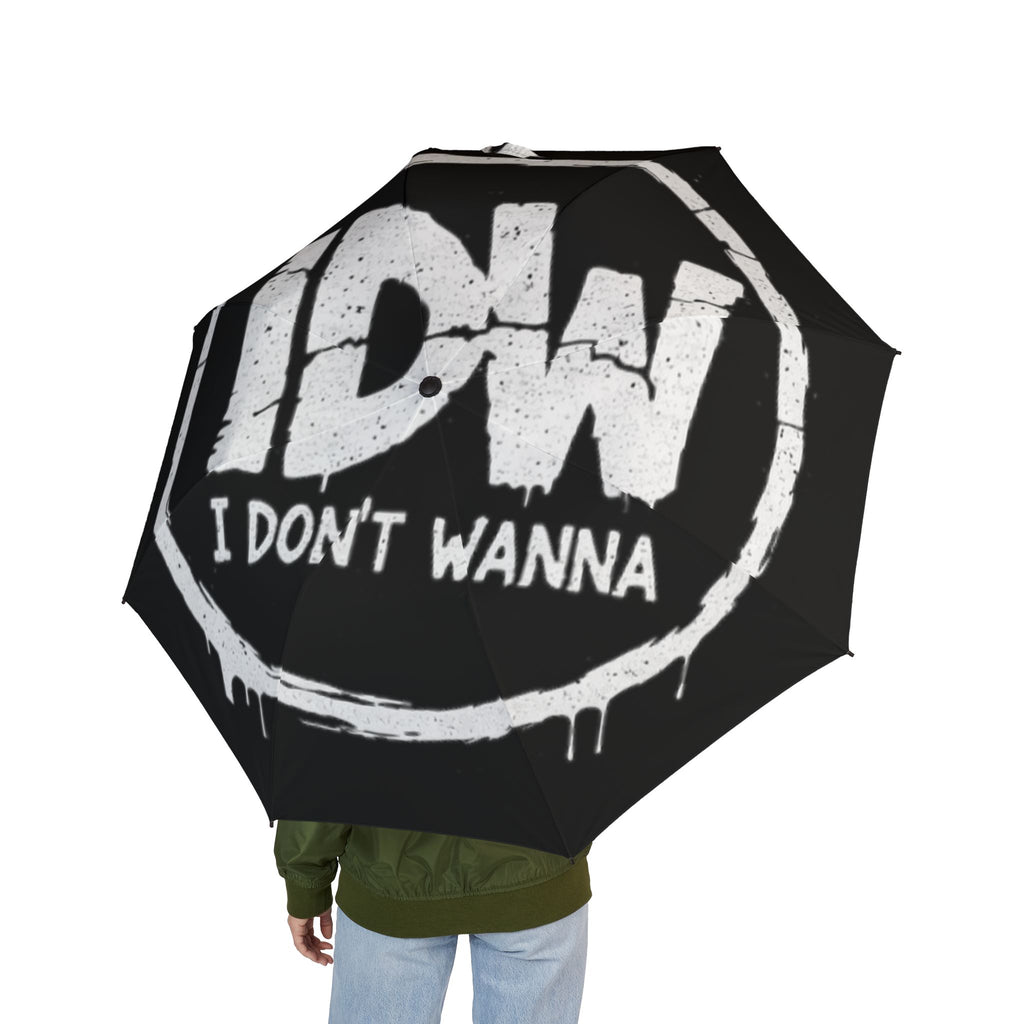 Umbrella — "I Don't Wanna" Distressed Logo Compact Foldable Umbrella